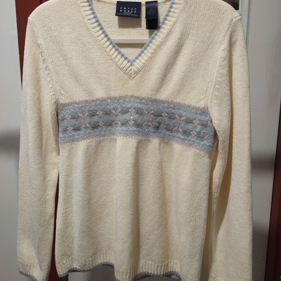Women's Sweater " Crazy Horse" from Liz A Claiborne Size L V-Neck Long Sleeves - Picture 5 of 12